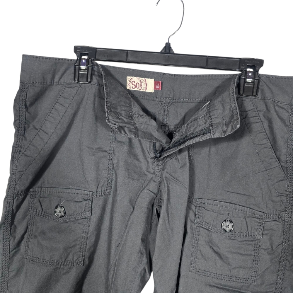 SO Junior Size 13 Charcoal Retro Cargo Crop Pants - Picture 3 of 7